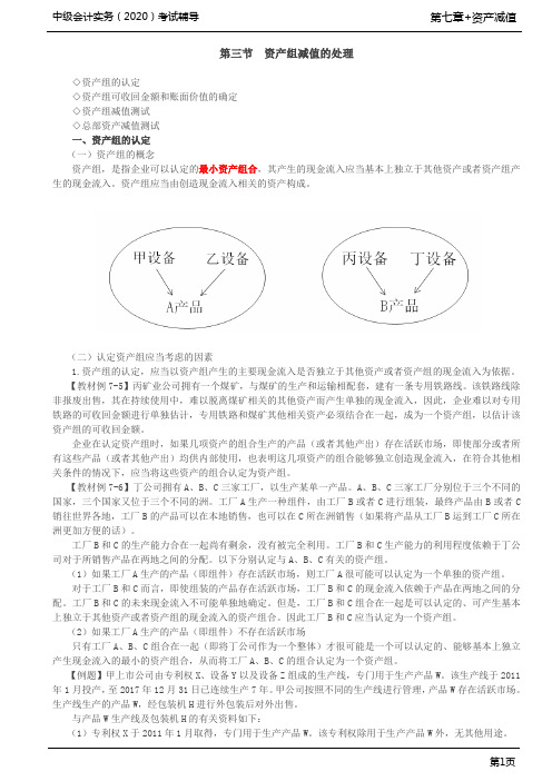 第21讲_资产组的认定,资产组可收回金额和账面价值的确定