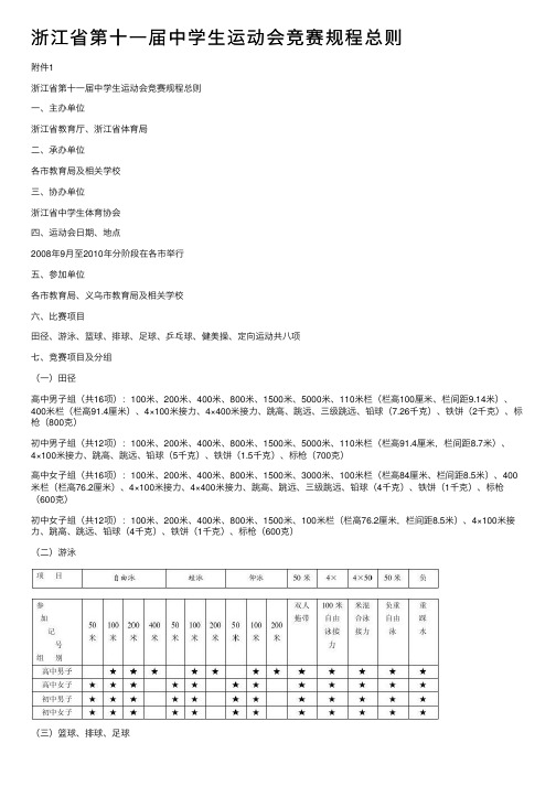 浙江省第十一届中学生运动会竞赛规程总则