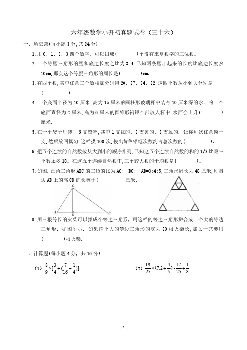 六年级数学小升初试卷及答案 (36)