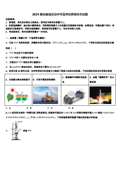 2024届安徽省定远中学高考仿真卷化学试题含解析