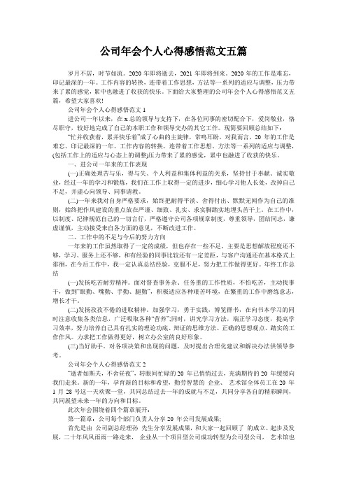 公司年会个人心得感悟范文五篇