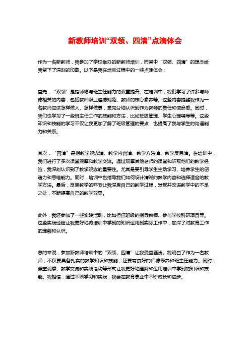 新教师培训“双领、四清”点滴体会