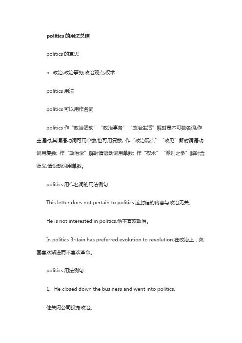 politics的用法总结大全