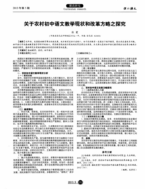 关于农村初中语文教学现状和改革方略之探究