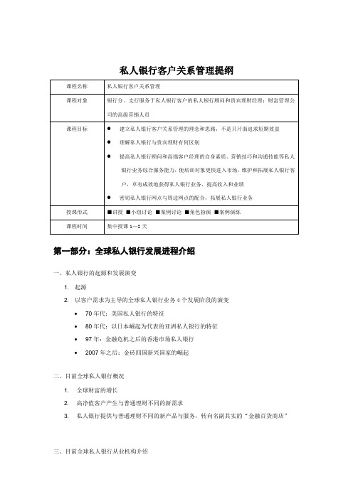 私人银行客户关系管理提纲