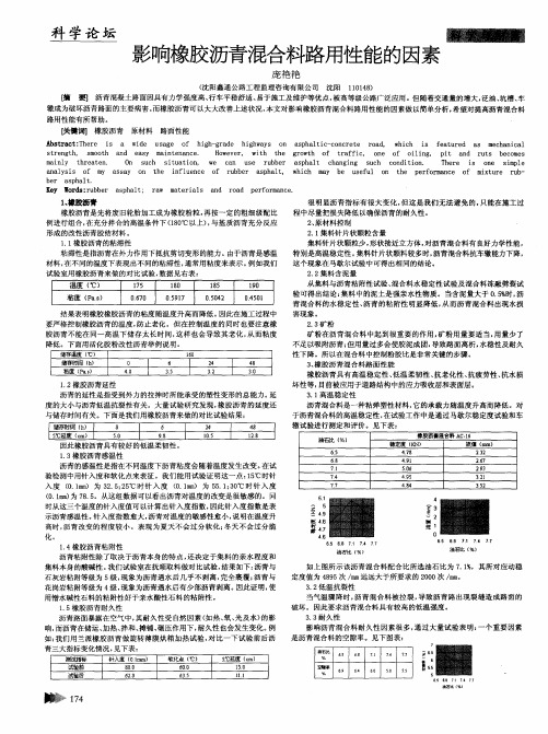 影响橡胶沥青混合料路用性能的因素