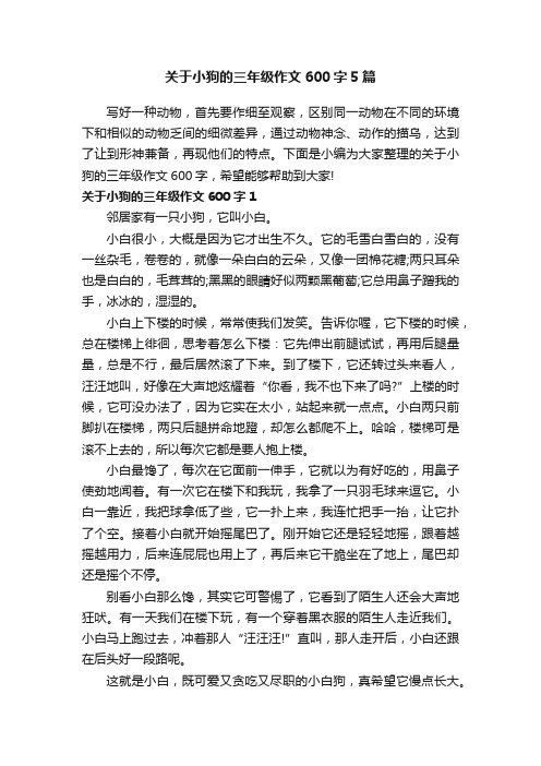 关于小狗的三年级作文600字5篇