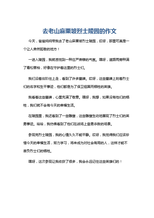 去老山麻栗坡烈士陵园的作文