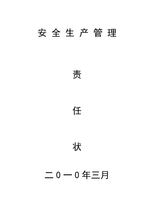 2010年企业安全生产管理责任状