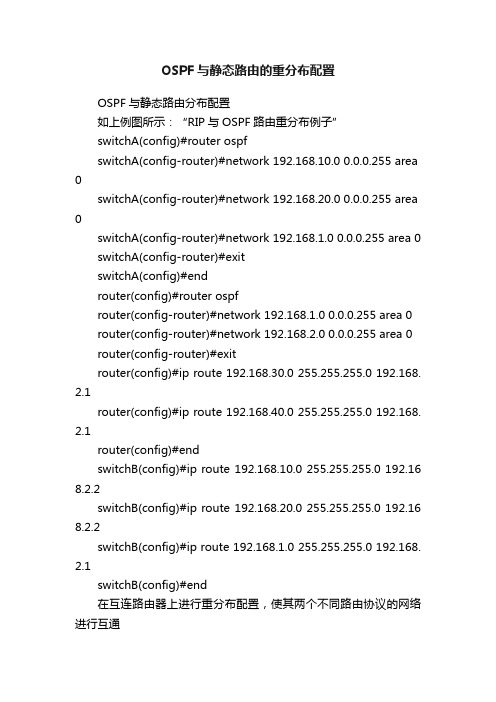 OSPF与静态路由的重分布配置