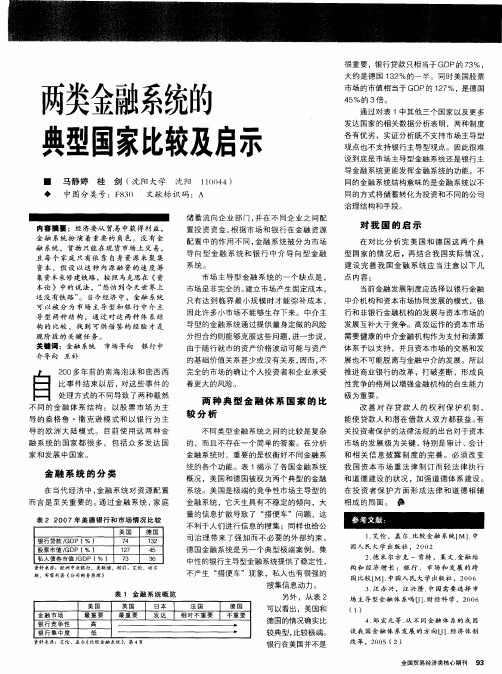 两类金融系统的典型国家比较及启示