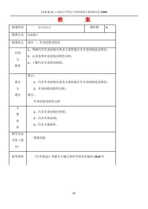 汽车钣金__教案