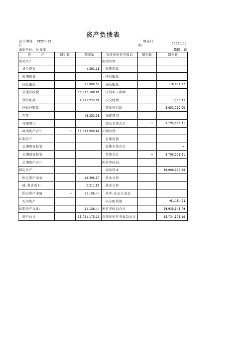 公司明细账及资产负债表各种表 公司实操