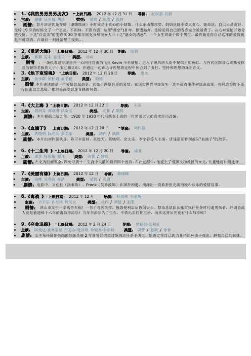 石家庄2012贺岁档影片介绍