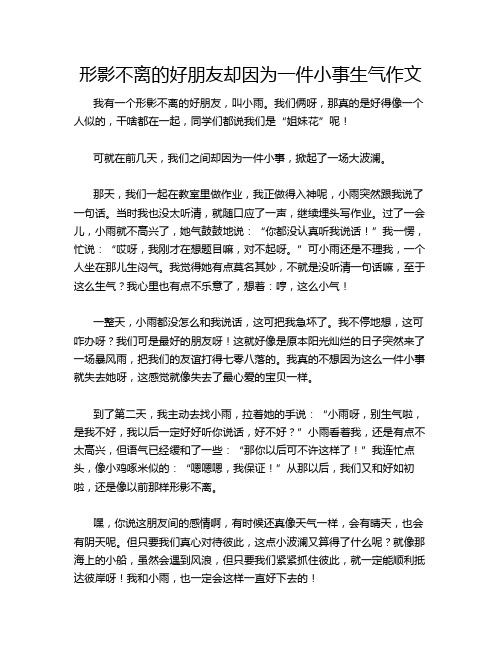 形影不离的好朋友却因为一件小事生气作文