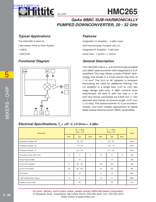 Hittite HMC265 数据手册