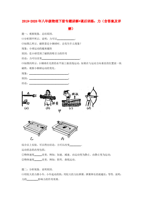 2019-2020年八年级物理下册专题讲解+课后训练：力(含答案及详解)