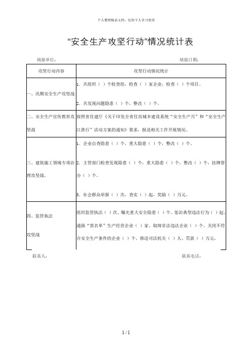 安全生产攻坚行动情况统计表