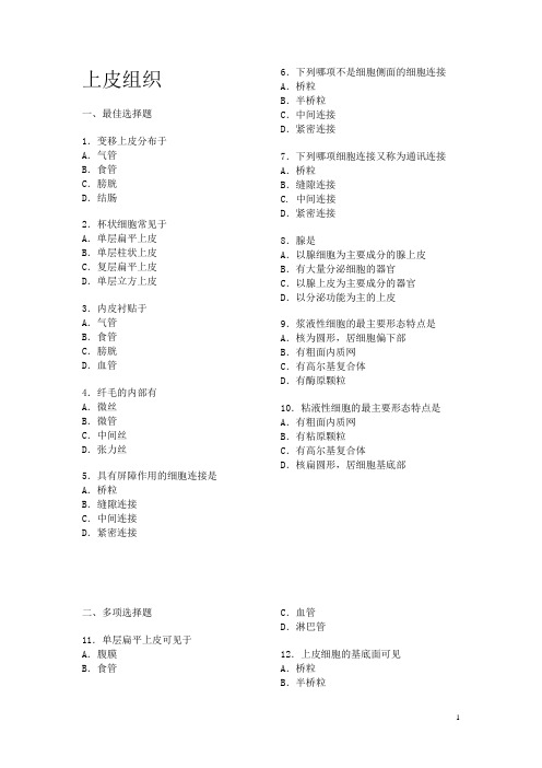 组织学与胚胎学各章习题