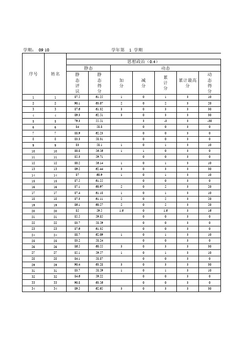 山科大综合测评表  模板