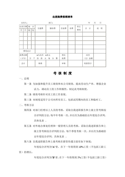 出差旅费报销清单