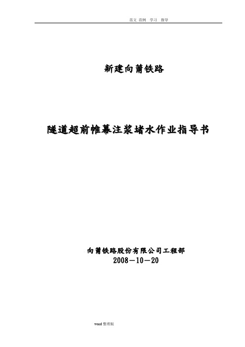 隧道超前帷幕注浆堵水作业指导书