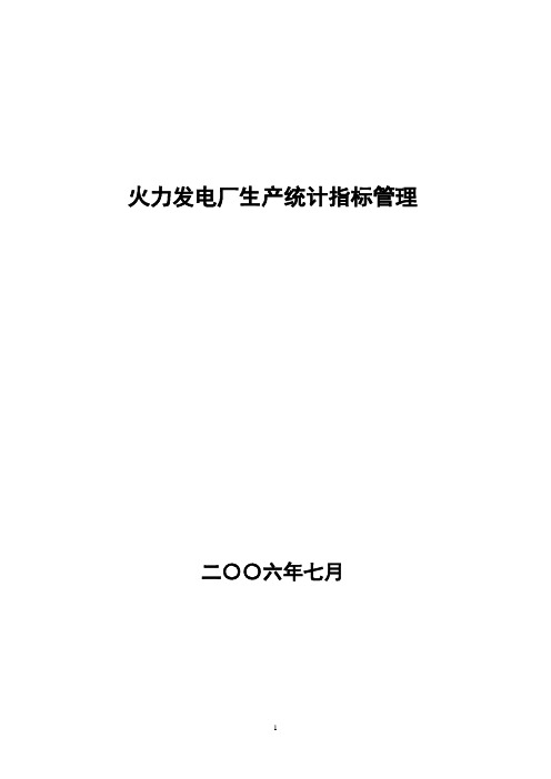 火力发电厂生产统计指标管理