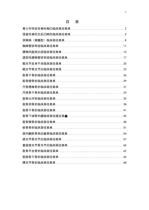 骨科临床路径表单汇总