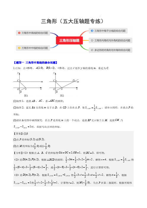 三角形(五大压轴题专练)(解析版)-2023-2024学年八年级数学上册单元速记巧练(人教版)