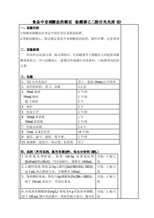 食品中亚硝酸盐的测定