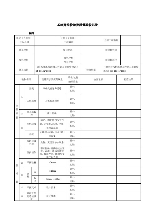 基坑开挖检验批质量验收记录