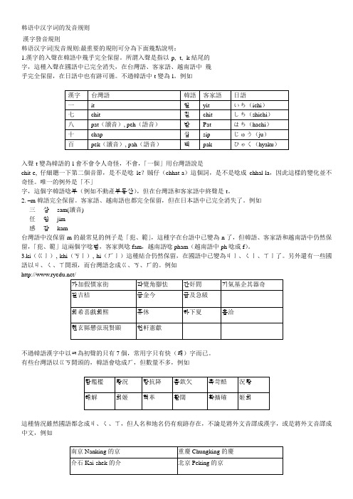 韩语中汉字词的发音规则