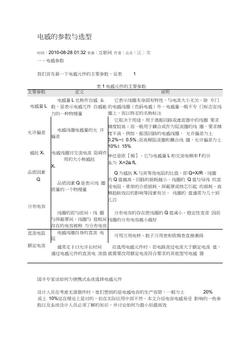 电感的参数与选型