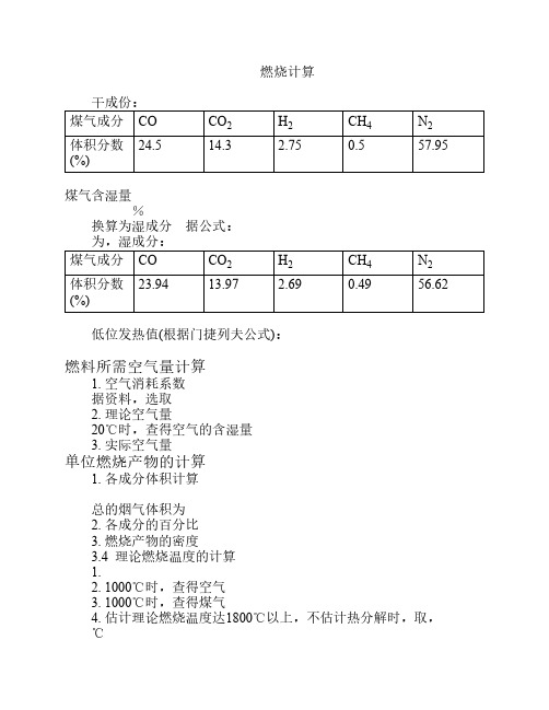 加热炉燃料燃烧计算方法