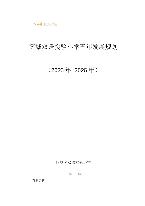 薛城双语实验小学三年发展规划