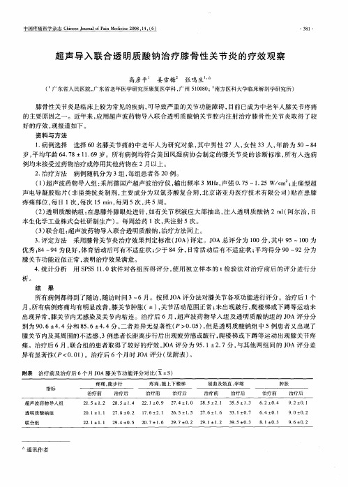 超声导入联合透明质酸钠治疗膝骨性关节炎的疗效观察