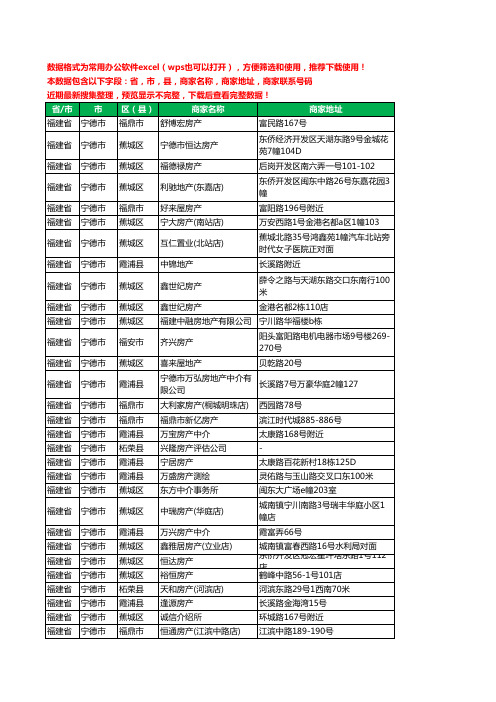 2020新版福建省宁德市房屋中介工商企业公司商家名录名单联系电话号码地址大全421家