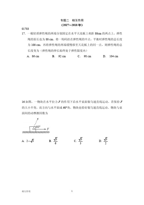 2014-2018高考物理相互作用真题