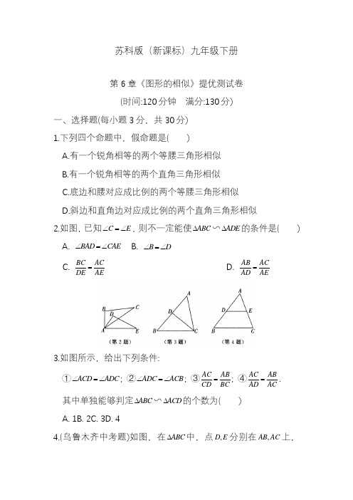 2020—2021年新苏科版(新课标)九年级数学下册《图形的相似》提优测试卷及答案.docx