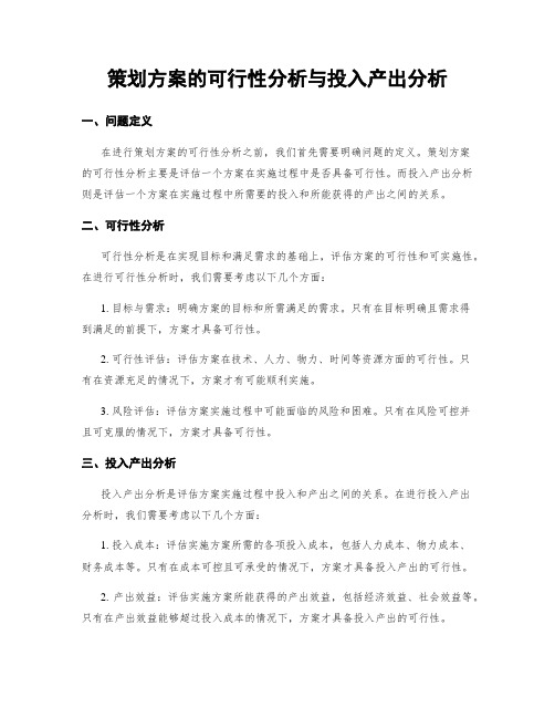 策划方案的可行性分析与投入产出分析