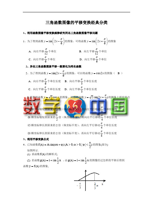 三角函数图像的平移变换经典分类