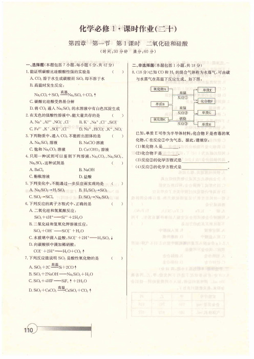 英才园地-必修1化学-4.1.1二氧化硅和硅酸