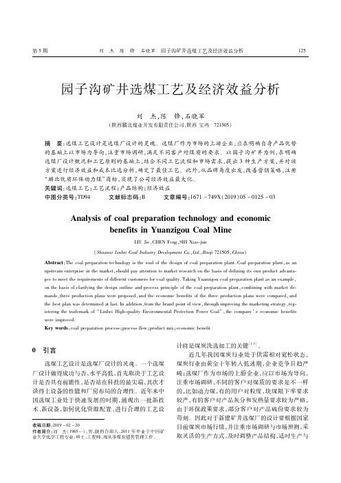 园子沟矿井选煤工艺及经济效益分析