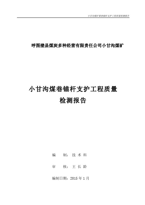 锚杆支护工程质量检测报告2015-1-24