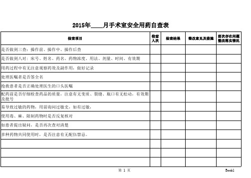 安全用药自查表