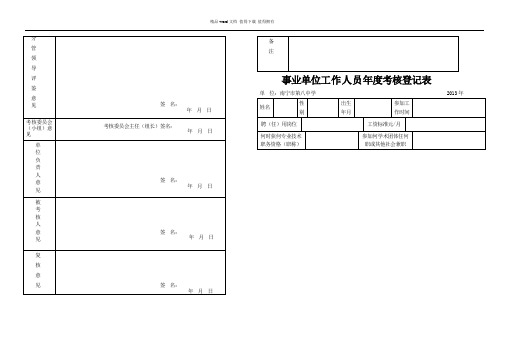 事业单位工作人员年度考核登记表(空白).