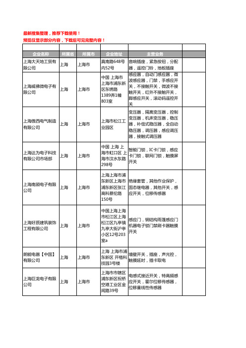 新版上海市感应开关工商企业公司商家名录名单联系方式大全121家