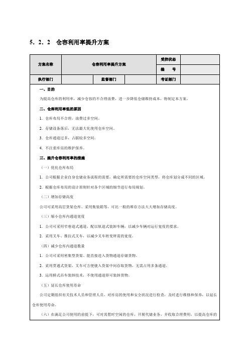 仓容利用率提升方案