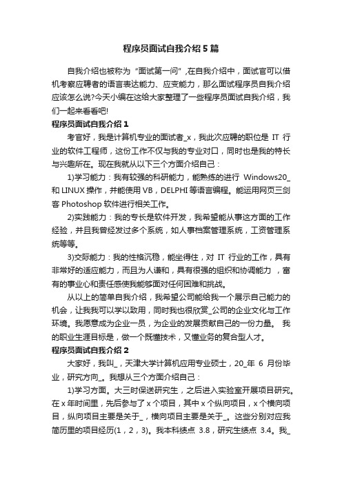 程序员面试自我介绍5篇