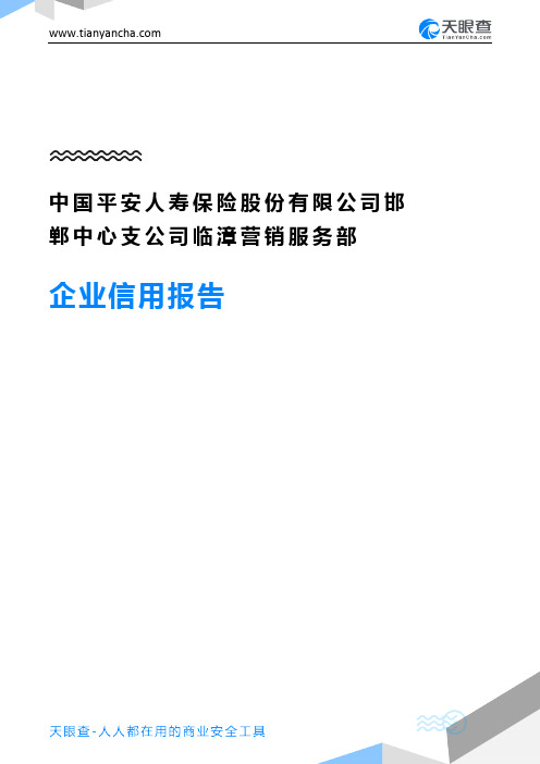 中国平安人寿保险股份有限公司邯郸中心支公司临漳营销服务部企业信用报告-天眼查